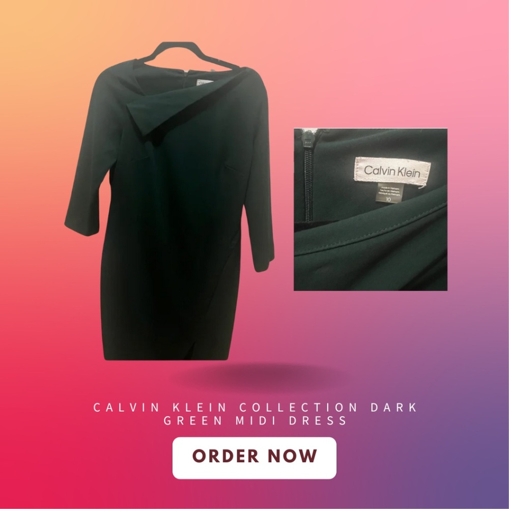 Calvin Klein Collection Dark Green Midi Dress